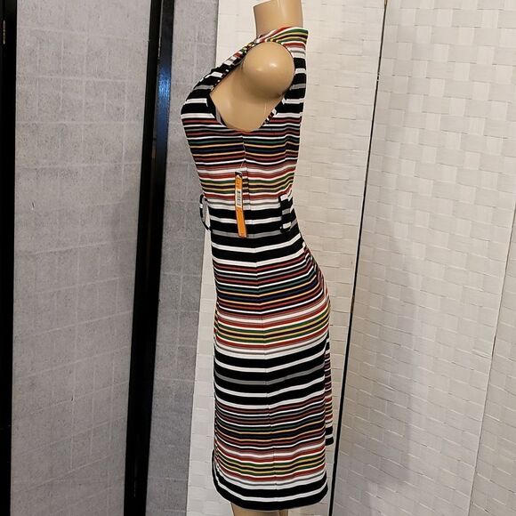BRAND NEW I LE NEW YORK MULTI-COLOR STRIPE CASUAL DRESS - Picture 9 of 16
